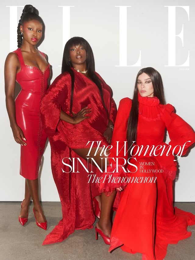 The women of ‘Sinners’—@jaymelawson, @wunmimosaku, and @haileesteinfeld—made history in the most talked-about movie of the year.The appetite for Ryan Coogler’s ambitious vampire film has been ravenous, to say the least. It’s an erotic fever dream of supernaturalism, romance, and blues—and now one of the highest-grossing horror movies of all time. While Michael B. Jordan stunned audiences in a dual lead role as twins Smoke and Stack, it is the motives, flaws, and desires of the film’s female leads that drive the story. And with a team of women also shaping the narrative behind the scenes, Lawson, Mosaku, and Steinfeld were able to bring the full complexity of womanhood to the screen. As Steinfeld tells ELLE: “You see different versions of what it might feel like, sound like, look like, to be an empowered woman, be in complete ownership of who you are and your power and sensuality.” For ELLE’s 2025 #WomeninHollywood portfolio, the trio talks fan theories, eroticism onscreen, and what ‘Sinners’ can teach the industry. Read the full interview at the link in bio. #ELLEWIH. ELLE: @elleusa Editor-in-chief: Nina Garcia @ninagarciaPhotographer: Jason Nocito @jason_nocito_studioStylist: Jan-Michael Quammie @jan.quammieWriter: Clover Hope @clovitoHair for Lawson: Cheryl Bergamy-Rosa for Contents Haircare @cheryltbergamyhair @contentshaircare Makeup for Lawson: Billie Gene for Charlotte Tilbury @billieegene @charlottetilburyHair for Mosaku: Hair by Vernon François at The Visionaries @vernonfrancois @thevisionariesagencyMakeup for Mosaku: Keita Moore at The Only Agency @kilprity @theonly.agencyHair for Steinfeld: Renato Campora @renatocamporaMakeup for Steinfeld: Carolina Gonzalez for Velour @cgonzalezbeauty @velourbeautyofficialManicure for all: Julie Kandalec for Aprés Nail @julieknailsnyc @apresnailofficialSet Design for all: Bette Adams for MHS Artists @betteradams @mhs_artistsProduction for all: Dana Brockman at Viewfinders @dbrock324 @@viewfindersnyla by @haileesteinfeld