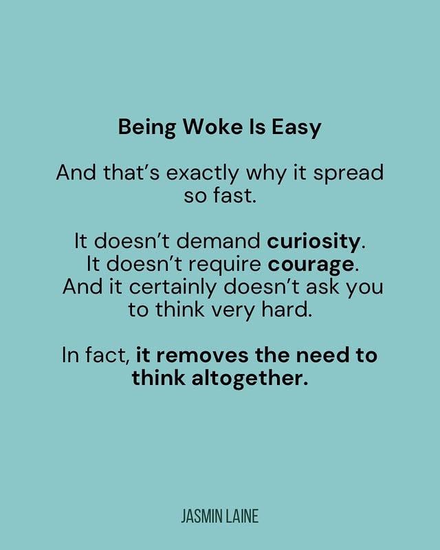 Being “woke” didn’t spread because it was deep.It spread because it was easy… and a lot of people made (and continue to make) a lot of money through the social pressure this ideology placed on governments and institutions. #canada #politics #woke #leftist #government by @jasminlaine