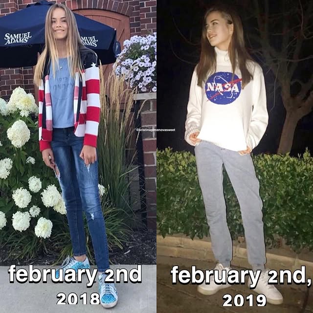 pics posted exactly a year apart! #kristinapimenova by @kristinapimenovasweet