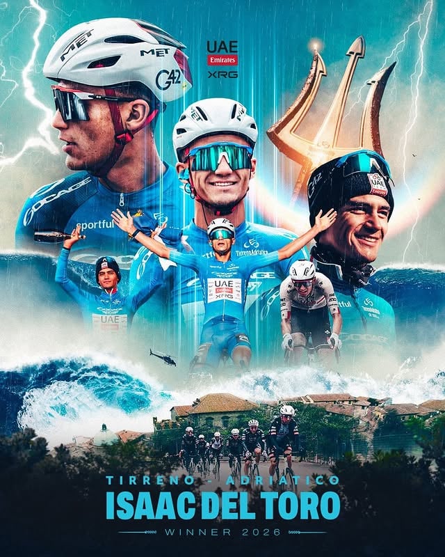 💙🔱 The King of the Two Seas!Congratulations to @isaac_deltoro_romero1 on winning the 2026 #TirrenoAdriatico overall title! 🏆Del Toro also becomes the first Mexican rider ever to win the general classification at this race. 🇲🇽Thanks to all the guys who made this week of racing so spectacular.👏 @janchristen04 @kvermaerke @felixgro93 @domen_novak1 @benoit.cosnefroy @luca_giaimi #WeAreUAE by @isaac_deltoro_romero1
