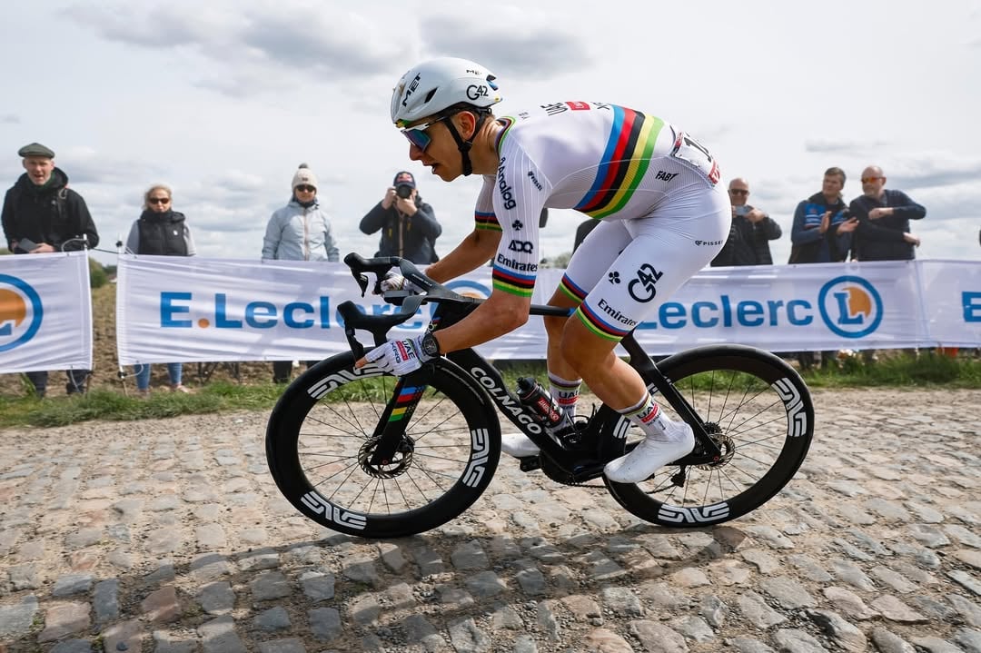 So many stories to hear from Roubaix but Ours, I will remember forever, thank you guys @sebasmolano_ @mikkel_bjerg98 @florian_vermeersch @antonio.morgado_2004 @roliveira57 @nilspolitt ♥️🔥Congratulations to @woutvanaert for an amazing victory, @jasperstuyven hat off to you too for 🥉 and bravo also to all the riders racing this race, hell of the north. 🤘@uae_team_emirates @fizzaazzif @alan.bucar by @tadejpogacar