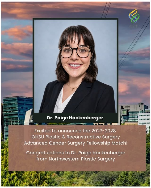 Dr. Hackenberger demonstrated exceptional passion, dedication, and commitment to advancing gender-affirming surgical care, and we are thrilled to welcome her to OHSU Plastic & Reconstructive Surgery. Thank you to all of the outstanding applicants who participated in this year’s match process. Special thank you to our Advanced Gender Surgery Fellowship Program Director, Dr. Blair Peters, @queersurgeon, for his leadership, mentorship, and continued dedication to training the next generation of gender-affirming surgeons.Welcome to the OHSU Plastic Surgery Team, Paige! by @queersurgeon