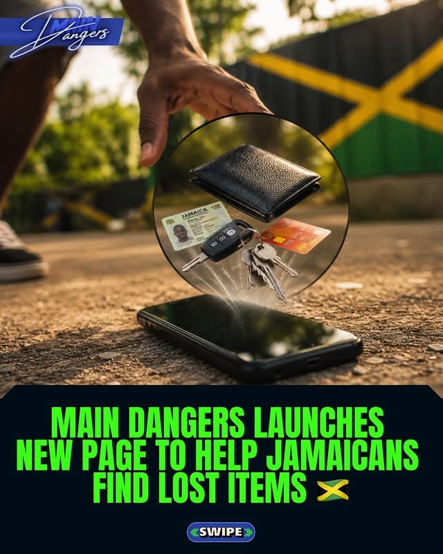 We’ve officially created a page dedicated to helping Jamaicans reconnect with lost items across the island. Every day, @MainDangers receives messages from people who’ve found phones, wallets, IDs and other belongings but don’t know how to return them so we decided to create one central place for the community ❤️ [ @JamaicaLostAndFound ]If you’ve lost or found an item:📥 Send a DM to @JamaicaLostandFound📍Include the parish/location📱Include photos/details if possibleLet’s help reunite people with their belongings and make social media useful in a positive way 🫱🏽‍🫲🏾🇯🇲 by @maindangers