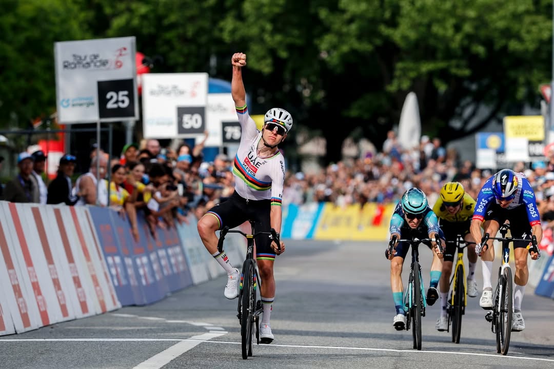 Exceptional job from the teammates today..I can't thank you guys enough. @ivoliveira1 @felixgro93 @pavel_sivakov @vslaengen @domen_novak1 @kvermaerke Another one for the memories.🫡 by @tadejpogacar