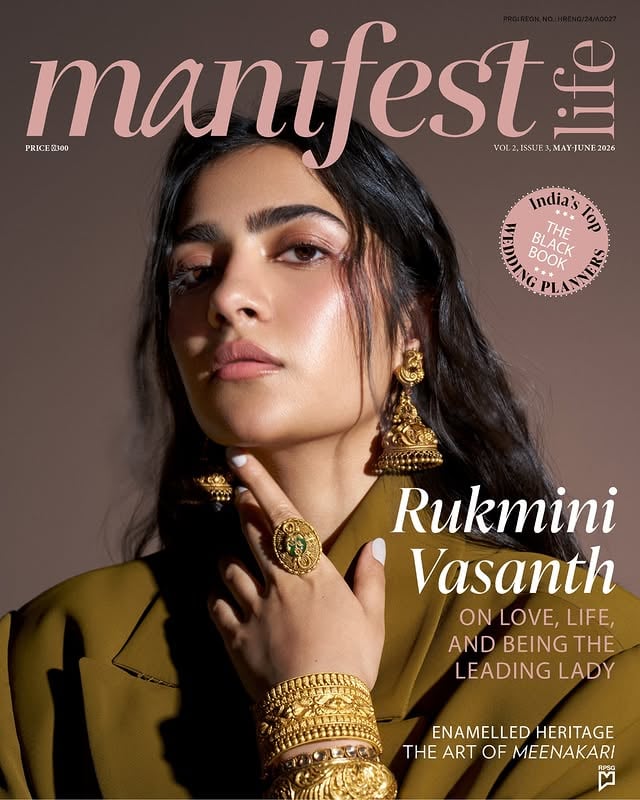 #ManifestCover There is a quiet power to Rukmini Vasanth (@rukmini_vasanth). One that doesn’t seek attention, yet holds it effortlessly.For Manifest’s May–June cover, she steps into an imaginative world where temple jewellery meets contemporary silhouettes, blurring the lines between memory and modernity. She embodies a woman in transition, grounded, luminous, and yet constantly becoming.“I’m not very good at describing myself,” she says, almost in passing.Yet, in the same breath, her choices reveal a quiet clarity of intent. “I don’t want to isolate my character. I need to understand the whole world it exists in.”Between restraint and reinvention, stillness and movement, she exists in that rare in-between. Not fully defined, not confined. Just on the cusp of a wider sky.Our latest issue is now live on Magzter. Read the full cover story from the link in bio.Chairperson: Avarna Jain (@avarna_jain)CEO: Debashish GhoshEditor: Aindrila Mitra (@aindrilamitra) Interview: Akshay Kaushal (@akshay_kaushal) Photography: Vaishnav Praveen (@vaishnavpraveen)Styling: Mohit Rai (@mohitrai)Fashion assistant: Shubhi Kumar (@shubhi.kumar)Hair: Rohit Bhatkar (@rohit_bhatkar)Makeup: Riviera Lynn (@rivieralynn)Video: Kris Arshad (@itskrisarshad) PR Agency: Tree-Shul Media (@treeshulmediasolutions)Artist management: Benchmark Talents (@benchmarktalents)Production: Studio Little Dumpling (@studiolittledumpling)On Rukmini: pantsuit, Kanika Goyal Label (@kanikagoyallabel); earrings, bangles, and rings, Gehna Jewellers (@gehnajewellers1)An @rpsg.lifestylemedia publication by @rpsggroup#Manifest #manifestcover #rukminivasanth by @rukmini_vasanth