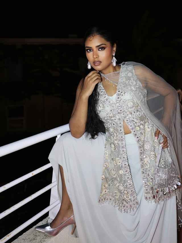 Honouring a woman whose presence helped Pakistani beauty and storytelling transcend borders long before representation became a global conversation. Zeba Bakhtiar, for me, will always be one of the most iconic symbols of Pakistani beauty and grace 🤍 Celebrating my @festivaldecannes debut in @sfkbridals 🪩outfit: @sfkbridals jewellery: @impressionjewelry.official styled: @danishmaqsood1 by @sfkbridals