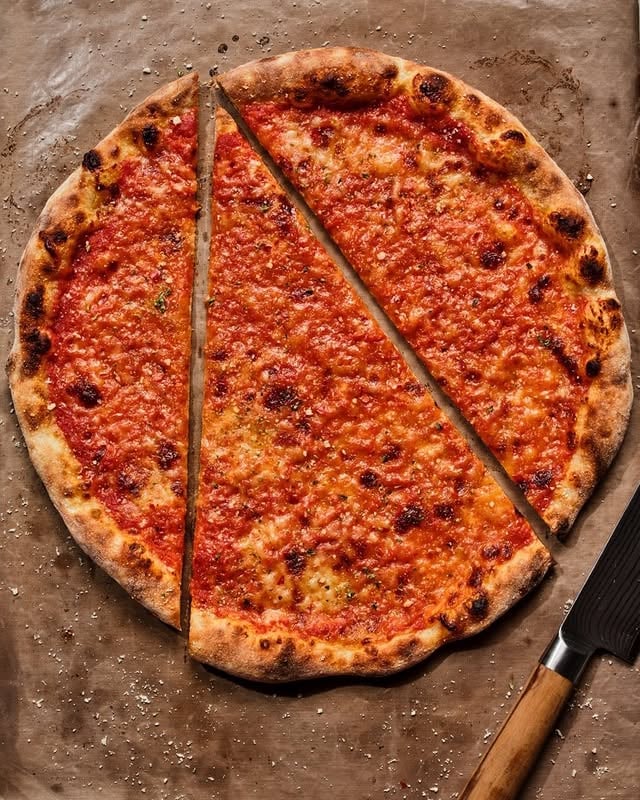 If you want a big piece of pizza, it’s gotta be New York pizza, and it’s gonna be a SUPER slice. 🍕 Get this and dozens of other pizza recipes in The Book of Pizza by clicking the bakewithus link in our profile >> @kingarthurbaking by @kingarthurbaking