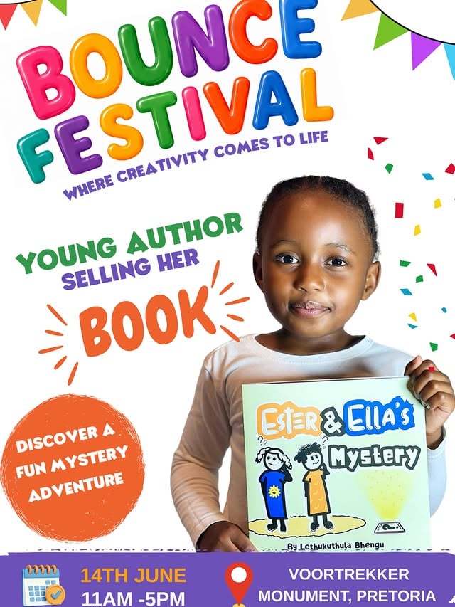 We are so excited to officially introduce 🌈 Lethu — an amazing young author who will be joining us at Bounce Festival! 📚💫At just 6 years old, Lethu has written her very own book and will be selling copies at the festival! 👏🏽✨Come support her incredible journey, and grab a copy of her book while enjoying a full day of fun, inflatables, games, treats and family entertainment📍 Voortrekker Monument, Pretoria🗓 14 June⏰ 11am – 5pmLet’s celebrate young talent, creativity and big dreams 💕📖Tickets on sale at quicker for our festival - link in bio@lethu_nanas by @lethu_nanas