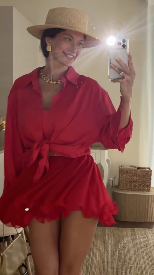 Chiffon Rosie skirtShirt & top pieces of linen red set 🍓 by @sasha.loochi