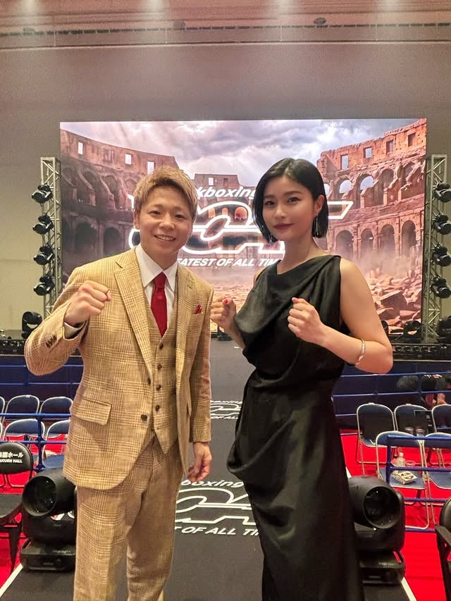 5/31(日)テレビ東京系列にて16時〜より放送されるキックボクシングフェスGOAT2にて解説の大役を賜りました。格闘技ファンの皆様もそうではない皆様も是非、テレビでキックボクシングの試合をお楽しみください！🔥選手の皆様、熱き闘いをそして想いを有難うございました。武尊さんとお写真撮っていただきました☺️引退式も、立ち会えることができて本当に素晴らしい一日となりました。みんな、絶対OAみてね〜‼️🥊 by @ai.tsubakihara