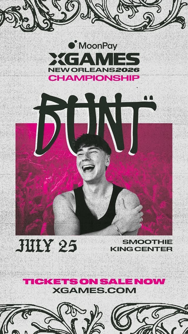 @BUNTmusic kicks off Saturday night music at @moonpay X Games League Championship!✖️Saturday, July 25✖️@smoothiekingcenter✖️Music and competition ticket bundles are on sale now at xgames.com/nola26 by @xgames
