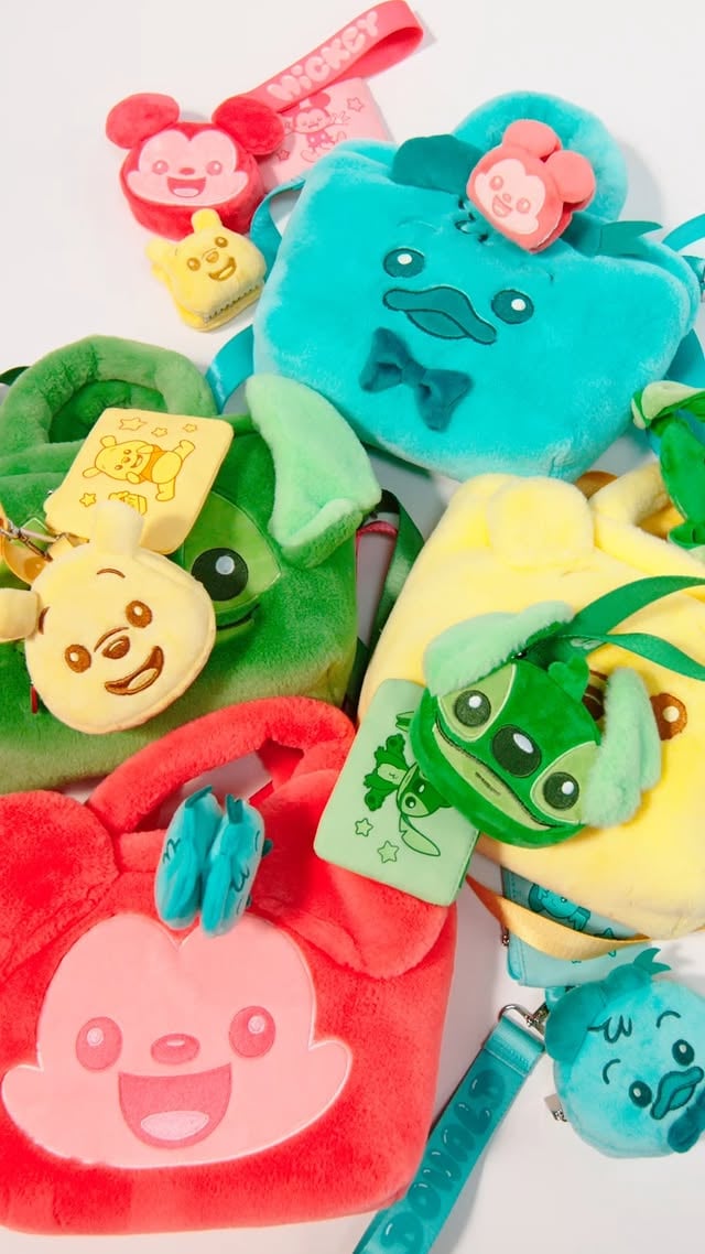 Mandatory Soft Wear Update coming! Colorful plush totes, wristlets and more arrive on June 1. 💚💛🩷🩵 by @disneystore