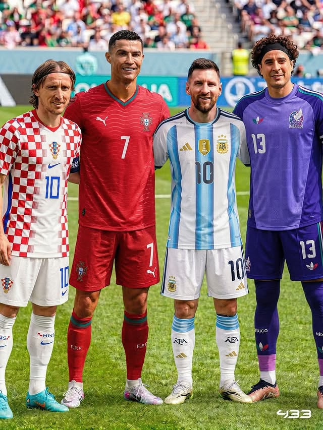 𝐓𝐇𝐄 𝐋𝐎𝐍𝐆𝐄𝐕𝐈𝐓𝐘 𝐈𝐒 𝐔𝐍𝐌𝐀𝐓𝐂𝐇𝐄𝐃 🤯Out of the 736 players present at the 2006 World Cup in Germany, only 4️⃣ will be active coming summer 🌟🇦🇷 Lionel Messi🇵🇹 Cristiano Ronaldo🇲🇽 Guillermo Ochoa🇭🇷 Luka Modrić𝐀𝐠𝐢𝐧𝐠 𝐥𝐢𝐤𝐞 𝐟𝐢𝐧𝐞 𝐰𝐢𝐧𝐞 🍷
