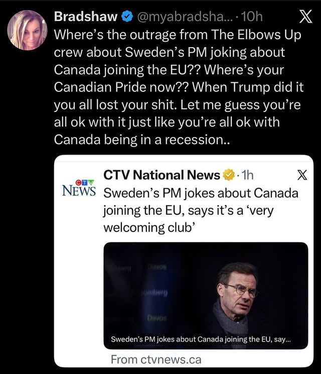 Weird how many times European nations have joked and referenced how Canada should be in the EU… you’d think this would garner some sort of patriotic reaction. Silence. #canada #eu #trump #politics by @jasminlaine