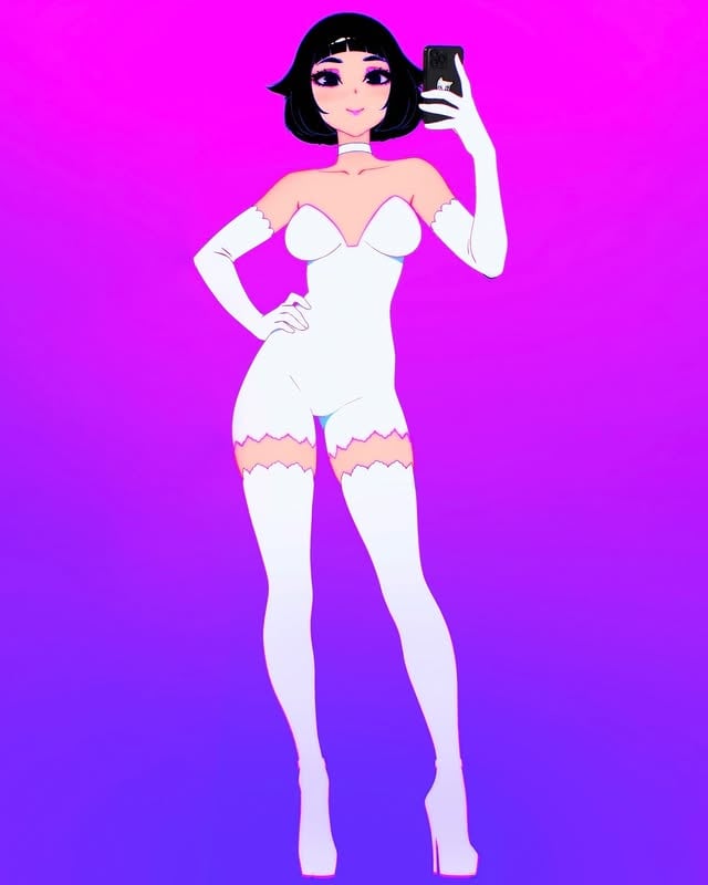 Black Cat in a White Outfit by @kuvshinov_ilya