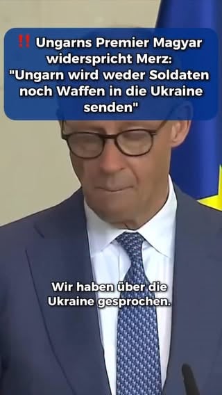 "Ich möchte noch mal klarstellen, dass Ungarn weder Soldaten noch Waffen in die Ukraine senden wird". Der neue ungarische Ministerpräsident Péter Magyar hat Bundeskanzler Merz widersprochen und dessen Aussage, Ungarn könne an der militärischen Unterstützung Kiews teilnehmen, dementiert. Scheinbar hat Merz zu viel erwartet. #ukraine #ungarn #merz #skandal #update