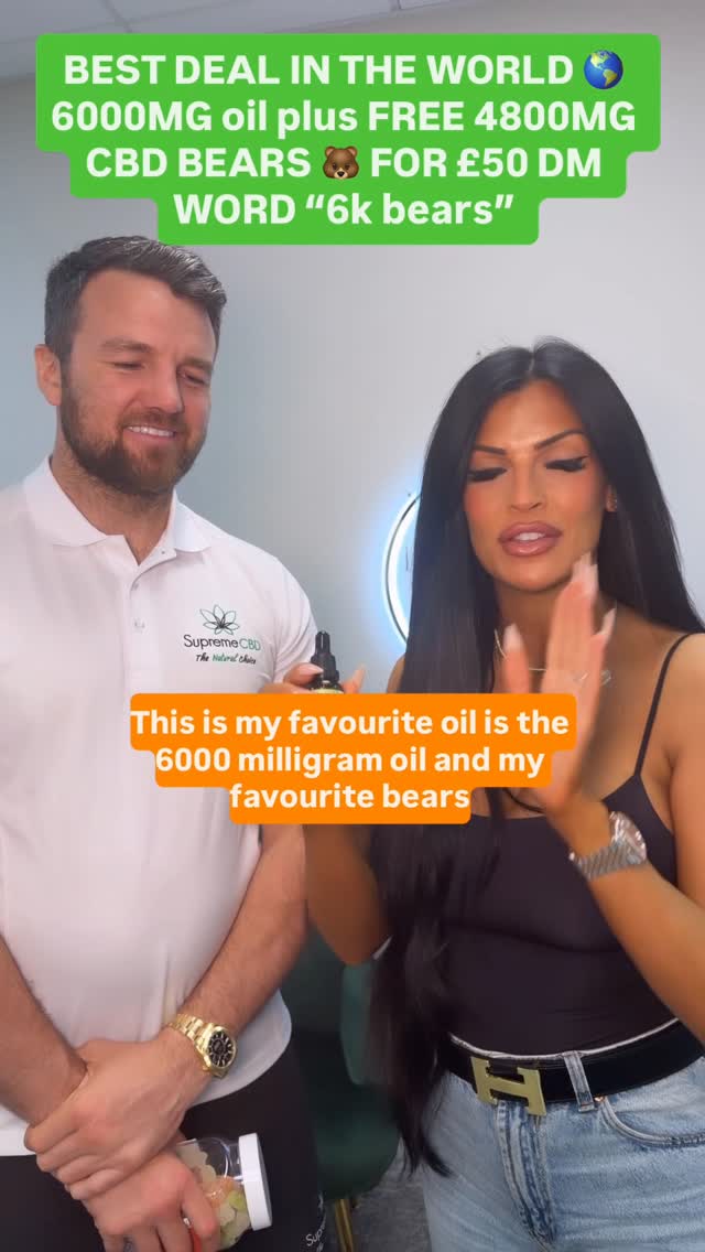 DEAL OF THE CENTURY FOR Anyone with anxiety, depression, arthritis, fibromyalgia or insomnia DO NOT MISS OUT ON THIS DEAL 🔥 £50 for a 6000MG oilWith FREE 4800mg CBD bears 🐻Dm me the word 6KONLY WHILE STOCK LASTSOFFER NOT ON THE WEBSITE 🔥 #supremecbd #ad by @afowler06