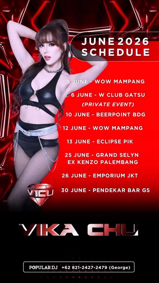 No skips, no breaks — just straight vibes‼️⚡️#JuneTakeover 2026 schedule is here.Save the dates & see y’all on the dancefloor❤️‍🔥 #djvikachu #performance #schedule #fdj by @vika_chu_official