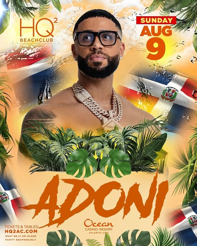 Latin DJ & producer, @djadoni, makes his debut at the beachclub on Sunday, August 9th ☀️ Tables & tickets available now at the link in our bio! by @hq2ac