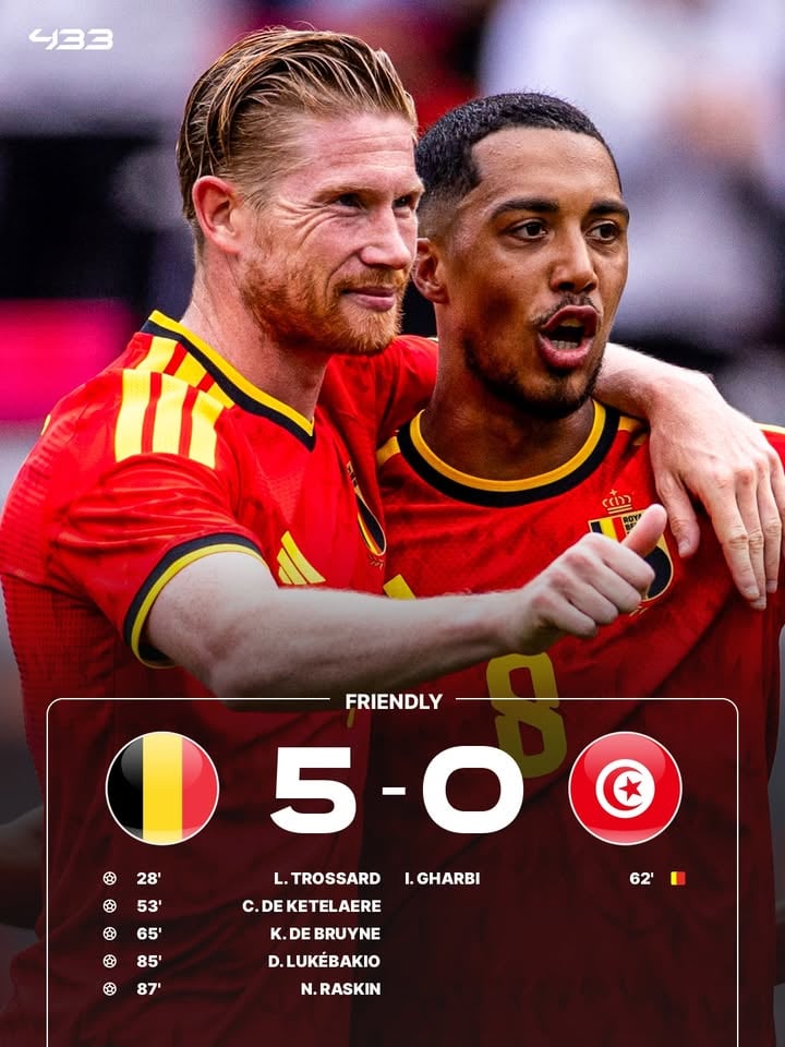 𝐊𝐃𝐁 = 𝐑𝐄𝐀𝐃𝐘 𝐅𝐎𝐑 𝐓𝐇𝐄 𝐖𝐎𝐑𝐋𝐃 𝐂𝐔𝐏 💪🇧🇪

A perfect World Cup preparation for Belgium:

✅ 2 wins from 2
⚽ 7 goals scored
🧤 0 goals conceded

Kevin De Bruyne scores as he heads into his fourth World Cup in form 🔥

Jérémy Doku was at it too, providing two assists 🅰️🅰️