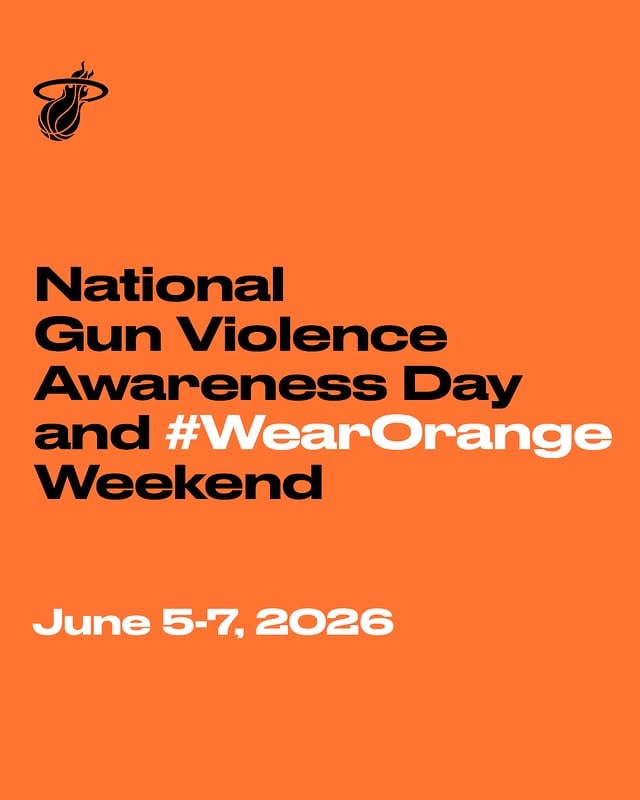 Together, we can help end gun violence. #WearOrange with us this weekend to stand for a safer and healthier society. by @miamiheat