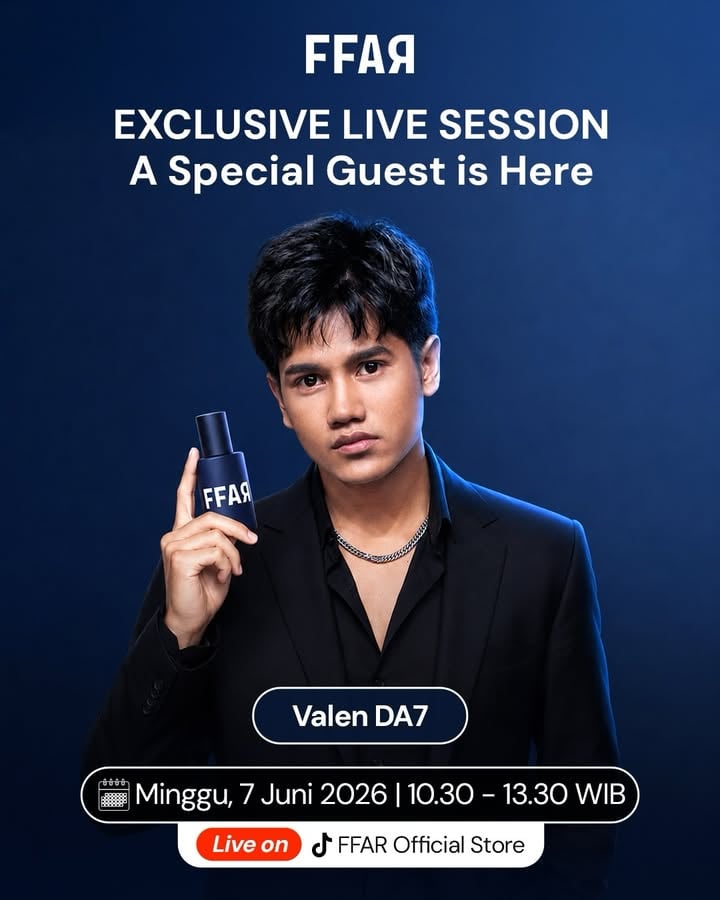 Dijamin nyesel kalo melewatkan live FFAR yang satu ini 🤫

Soalnya, live kali ini akan ditemani oleh Valen DA7. Selain bisa ngobrol dan seru-seruan bareng, lo juga bisa nikmatin diskon + voucher up to 50% serta flash sale spesial selama live berlangsung 🤑

🗓 Minggu, 7 Juni 2026
⏰ 10.30 – 13.30 WIB
🔴 LIVE di TikTok FFAR Official Store

Kasih tau Sahabat Valen yang lain biar gak ketinggalan informasi live-nya! 🔥
