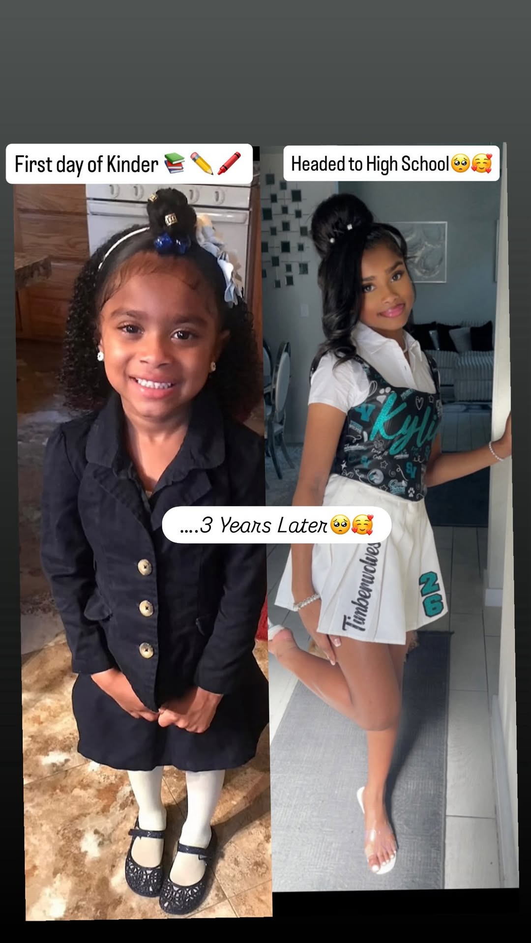 This video went viral 3 years ago so I had to keep it going. Can’t believe she’s going to high school. I’ll meet you guys right back here in 4 years, when she’s headed to college 🥺 custom outfit by @kcubed._ 😍💕 @keepitcutehair