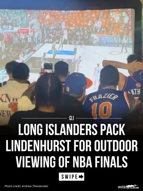 KNICKS FINALS: Downtown Lindenhurst turned into Knicks country for Game 1 of the NBA Finals. 

A huge outdoor viewing party brought fans together outside @thespreadny, @belfastgastropub, @greendoorlindy and @rubysohoslindenhurstliny, where a giant inflatable TV screen and full audio filled the closed-off parking lot.

And the Knicks delivered.

New York beat San Antonio, 105-95, to take a 1-0 series lead. Game 2 is Friday at 8:30 p.m.