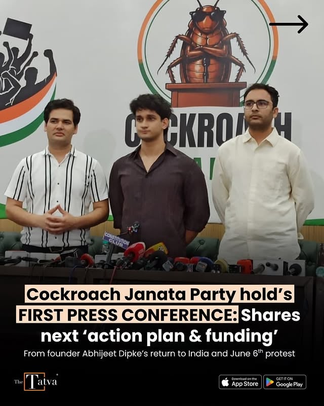 In its first-ever press conference, the Cockroach Janta Party (CJP) on Wednesday, June 3, said it was ready for a dialogue with both the government and the Opposition over its demands, even as it prepared for a protest in the national capital later this week demanding the resignation of Education Minister Dharmendra Pradhan over the NEET and CBSE fiasco.At the Constitution Club of India in Delhi, CJP spokesperson Saurav Das, an independent journalist, dismissed the government’s transfer of CBSE chairperson Rahul Singh and secretary Himanshu Gupta on Tuesday as an “eyewash”.The party appealed to young people from across the country to participate in the proposed protest.“We have given an open call. Anybody can join us without a party banner. We are ready to have a dialogue with everybody, be it those in power or the Opposition,” Das said, referring to CJP founder Abhijeet Dipke’s call for a protest on June 6.“We are demanding accountability in the system. We have been demanding the resignation of the education minister, but no action has been taken against him to date. The transfers are being projected as action. It’s not. There’s a rot in the system,” Das added.On May 22, the Delhi High Court issued Das a notice alongside AAP leader Gopal Rai on a plea seeking contempt proceedings against them over an alleged “orchestrated social media campaign” against Justice Swarana Kanta Sharma, who recently withdrew from hearing the Delhi excise case.Das said that upon landing in Delhi at 8 am on June 6, Dipke, who is pursuing higher education in the US, will head to Delhi’s Parliament Street Police Station to seek permission for the proposed demonstration at Jantar Mantar.Dipke, who served as a core member of the Aam Aadmi Party’s (AAP) social media team in the past, has announced that climate activist Sonam Wangchuk will also join him at the protest. by @thetatvaindia