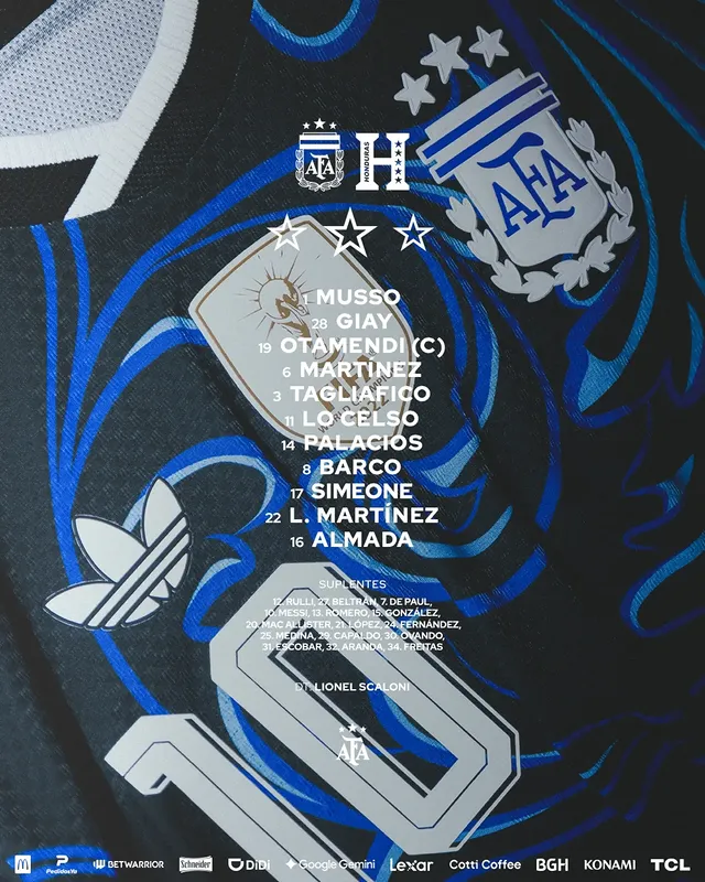 🏆 #SelecciónMayor 

📋 ¡Once inicial confirmado! ⚽

Así formará #Argentina 🇦🇷 para el duelo ante #Honduras 🇭🇳 💪