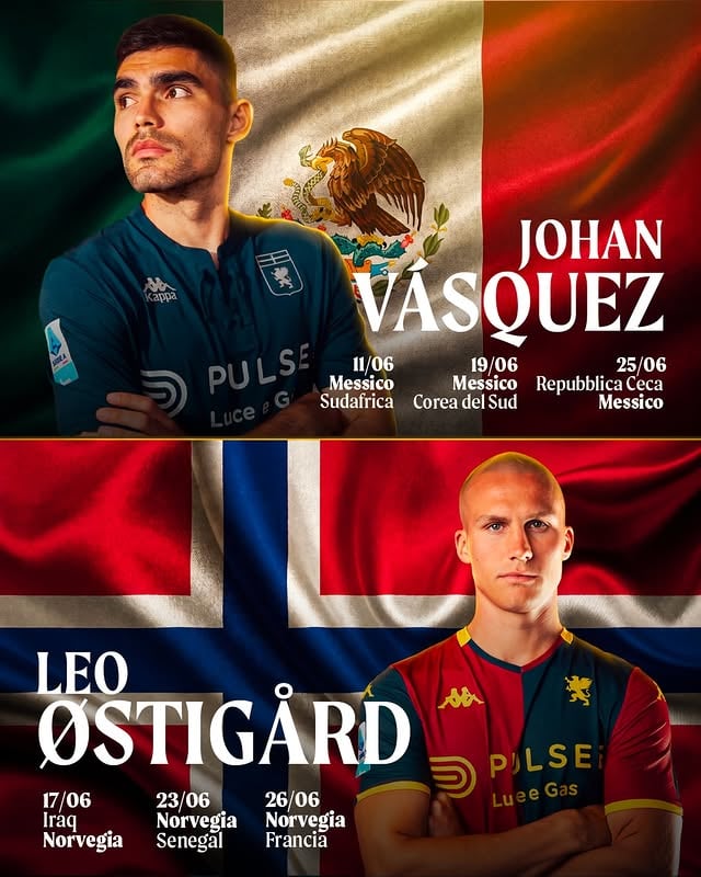 🇲🇽 Johan 🇳🇴 Leo 📆 SAVE THE DATE 🏆 @fifaworldcup 🌎 by @genoacfc