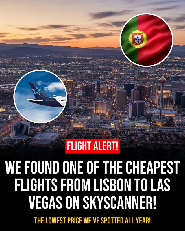 Find it on Skyscanner now before this deal vanishes 🚨Lisbon ✈️ Las VegasGrab your spot to Sin City today 🎰✨ by @lisbon.travel