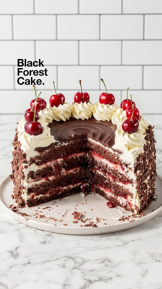 I’m not even a fan of cherries, but give me a slice of this any day! My Black Forest Cake is layer upon layer of indulgence. Soft chocolate sponge, tangy cherry sauce, silky Chantilly all covered easy to make home made chocolate curls and a glossy chocolate puddle on top.

Comment ** CAKE ** and I’ll DM you the recipe right now! N x

RECIPE: https://thescranline.com/best-ever-black-forest-cake/