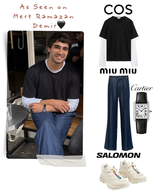 🖤 As Seen on @mertramazandemir 🖤

Discover his style in details below👇🏻
🔝: @cosstores Linen Jersey T-shirt
T-shirt: @cosstores Slim Ribbed Cotton Long-Sleeved T-shirt
Watch: @cartier Tank Must De Cartier Watch
👖: @miumiu High-Rise Wide-Leg Jeans
👟: @salomon XT-6 Sneakers

.

#reklamdeğil #mertramazandemir #mertramazandemır #mertramazandemiredit #mertramazan