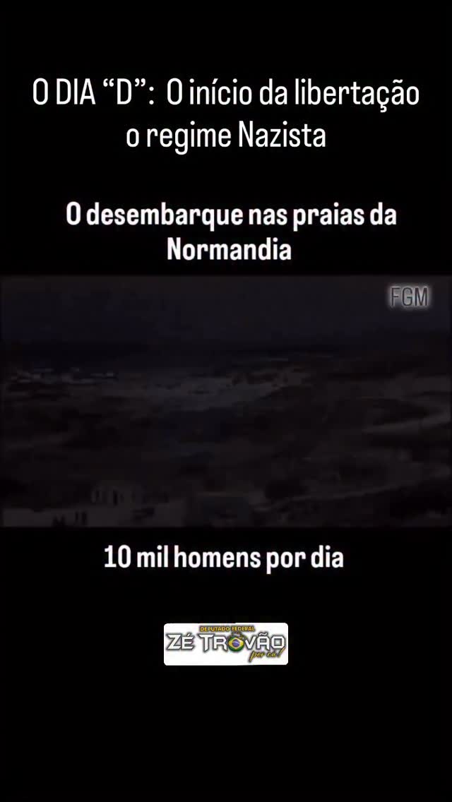 O Dia D foi o dia 6 de junho de 1944, quando tropas Aliadas desembarcaram na Normandia, na França. Conhecida como Operação Overlord, foi a maior invasão marítima e anfíbia da história, marcando o início da libertação da Europa Ocidental e o princípio do fim da Alemanha nazista na Segunda Guerra Mundial. O ataque foi um momento crucial com características impressionantes:A Operação: Mais de 156.000 soldados dos Estados Unidos, Grã-Bretanha e Canadá cruzaram o Canal da Mancha. Eles desembarcaram em cinco praias com nomes de código: Utah, Omaha, Gold, Juno e Sword. O Fator Surpresa: Para confundir as defesas alemãs, os Aliados criaram uma massiva operação de desinformação (Operação Fortitude), fazendo os nazistas acreditarem que o ataque principal ocorreria em Pas-de-Calais, e não na Normandia. O Contexto Militar: Originalmente, “Dia D” era apenas um termo militar genérico usado para designar o dia em que uma operação começaria. Devido à magnitude do evento, o termo tornou-se sinônimo do desembarque na Normandia. O Impacto: Apesar de enfrentar forte resistência e sofrer milhares de baixas, os Aliados conseguiram romper as defesas de Adolf Hitler. Essa vitória abriu uma segunda frente de combate na Europa, facilitando o avanço em direção a Berlim. by @zetrovaodeputado