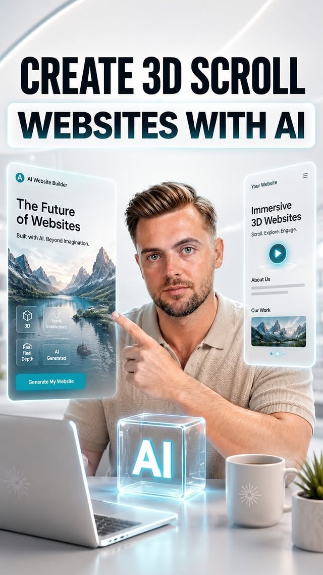 Comment 'WEBSITE' and I'll send you the link.

Most AI website builders spit out the same thing: clean layouts, flat pages, basic CSS effects. It looks fine, but it doesn't stand out.

This new AI builder is completely different. It creates fully immersive 3D scroll-based websites from a single prompt.

Think of it like this: instead of describing a page and getting a static layout back, you describe the experience you want and the tool builds a fully interactive 3D environment, elements that move with real depth and respond as you scroll.

Here's how it works:

- Type a description of the site you want
- The AI generates the entire 3D scroll-based experience automatically
- Elements move with real depth and smooth motion as you scroll
- Interactive responses are built in, no extra setup needed
- No coding required, no three.js knowledge needed

What makes it different from tools like Lovable or other vibe coding platforms is the output. Other builders produce clean but flat landing pages. This one creates websites that feel alive: real depth, real motion, real interactivity from one prompt.

Key capabilities:

- Prompt-to-3D website in seconds
- Full scroll-based motion and depth built automatically
- Interactive elements without any manual configuration
- No coding or 3D web development knowledge required
- Single prompt generates the complete experience