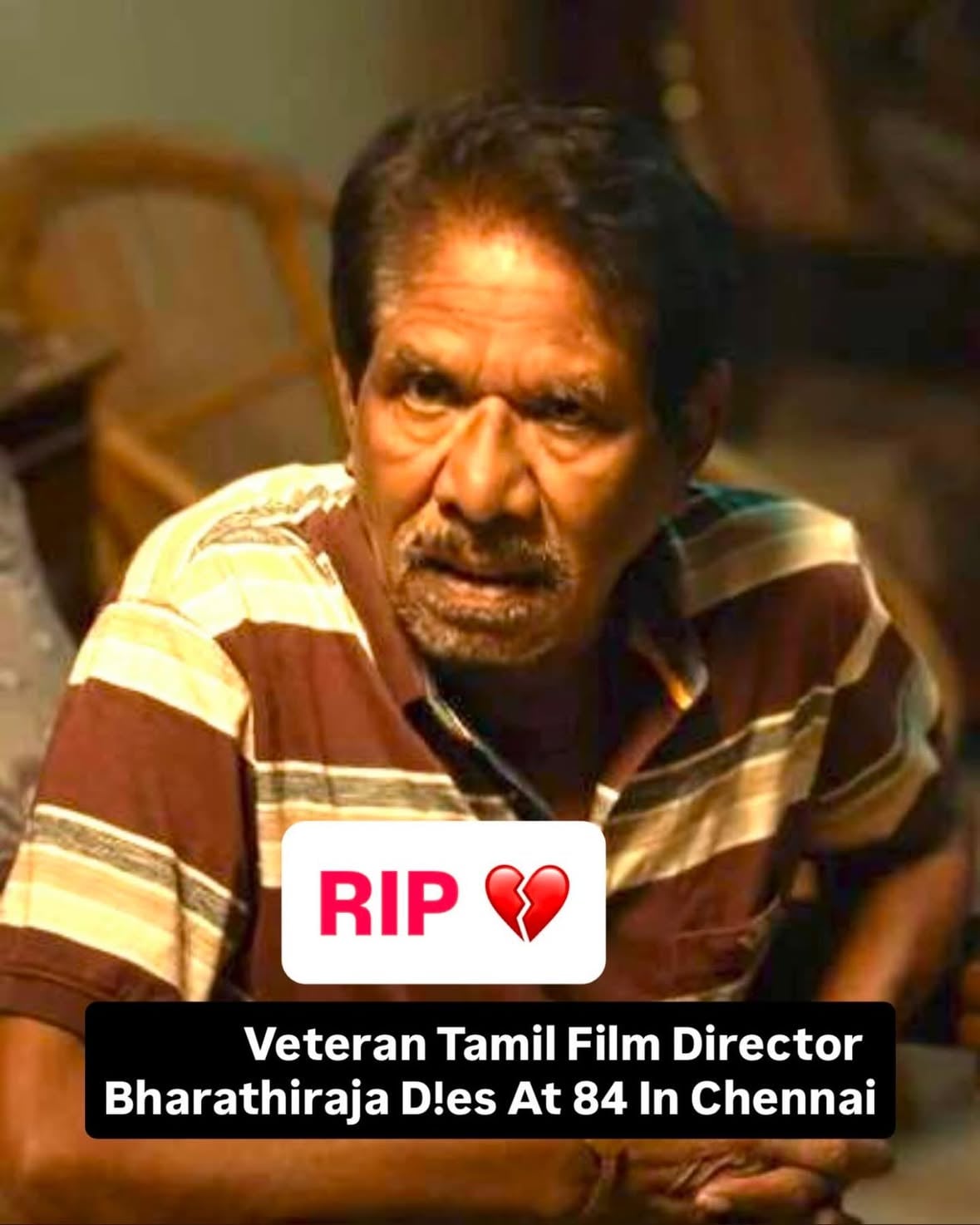 Renowned Tamil filmmaker Bharathiraja passed away in Chennai on Wednesday (June 10, 2026). He was 84 and is survived by his wife Chandraleela and daughter Janani. The legendary director breathed his last at his residence following age-related complications and prolonged respiratory issues that had affected his health for several months. 

#bharathiraja #dl #nb #rip